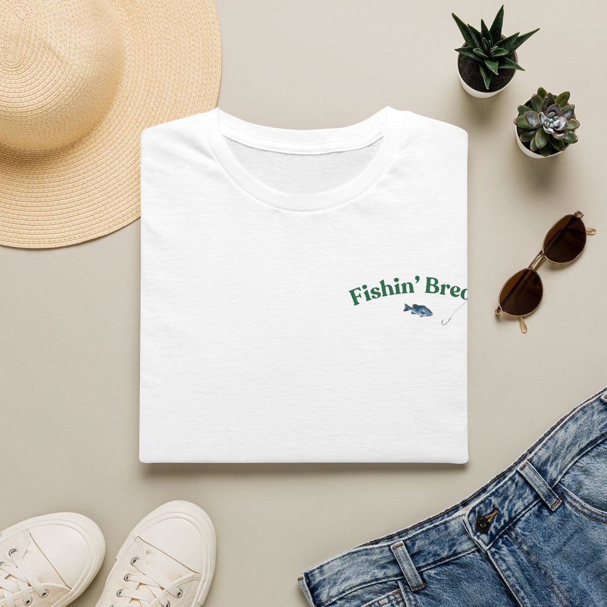 Fishin' Breezy T-Shirt | Minimal Fishing Graphic, Pocket-Style Shirt