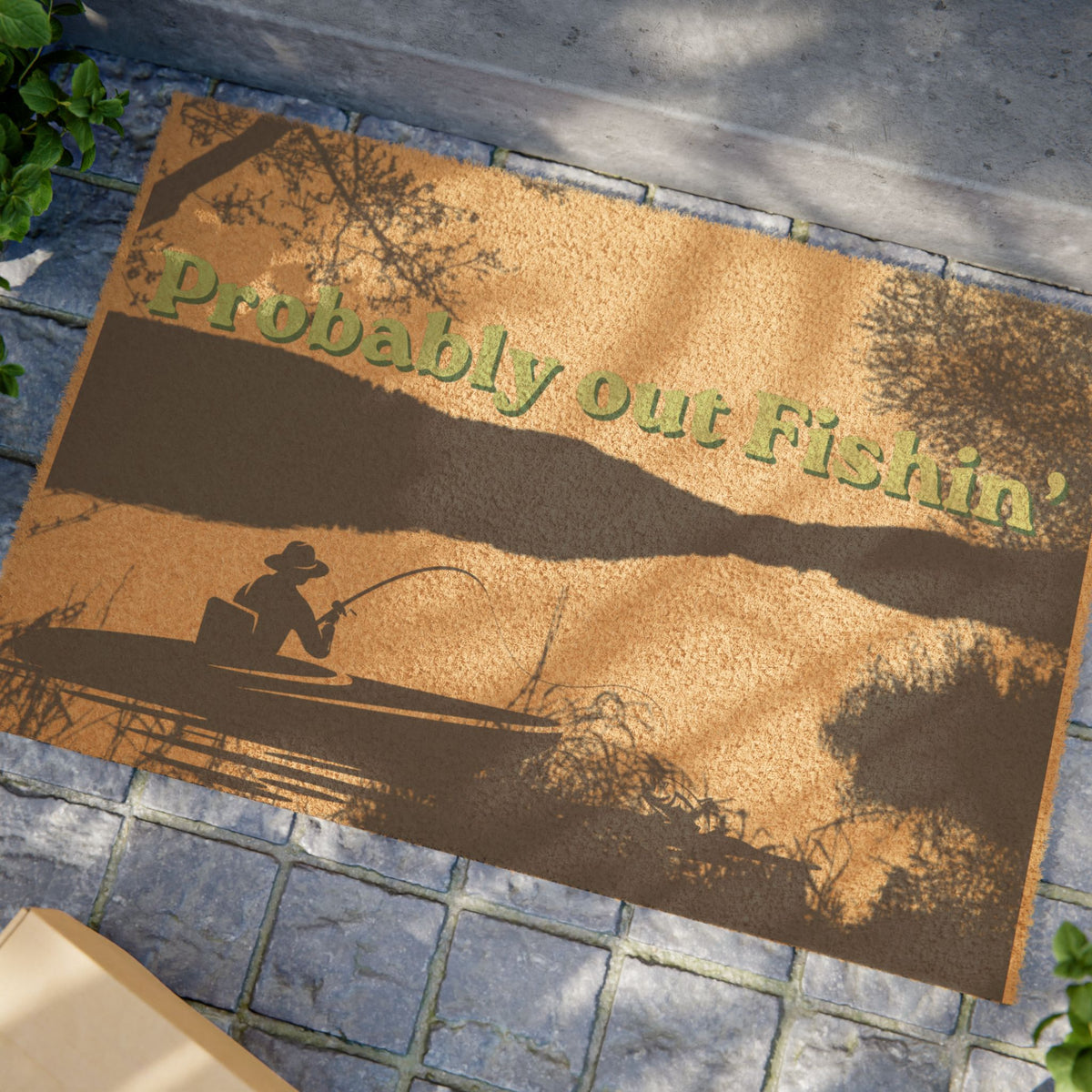 Doormat — "Probably out Fishin'" Lake Fishing Welcome Mat