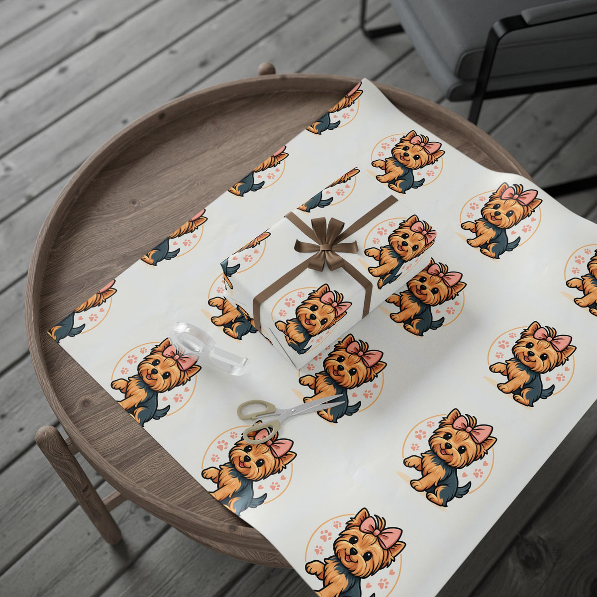 Cute Yorkie Pattern Wrapping Paper | Dog Print Gift Wrap Roll