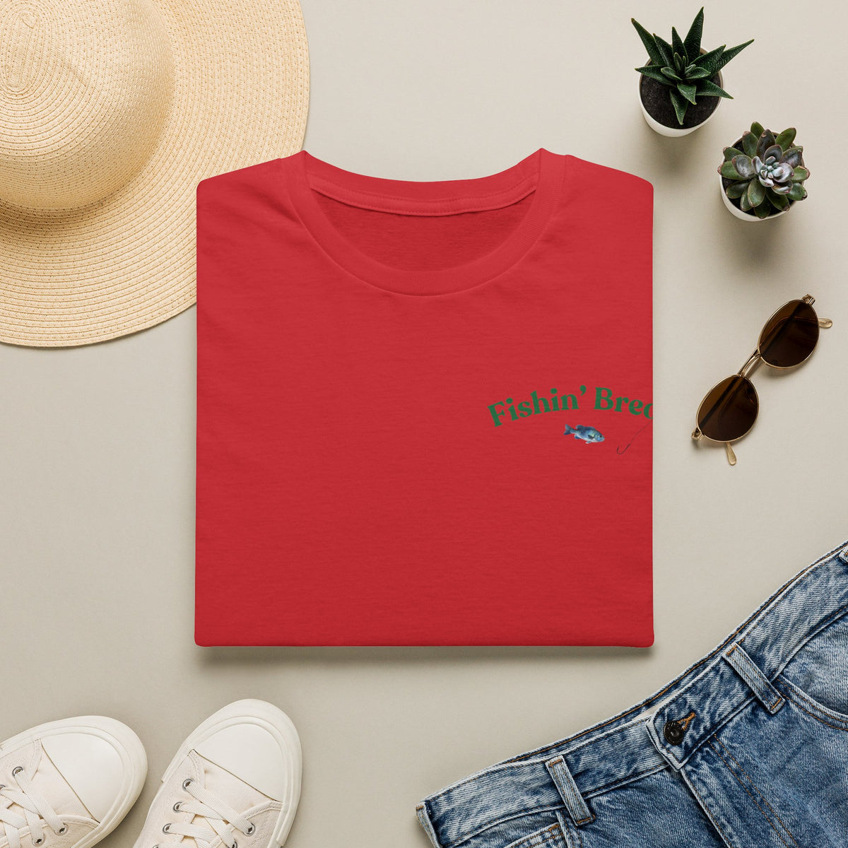 Fishin' Breezy T-Shirt | Minimal Fishing Graphic, Pocket-Style Shirt