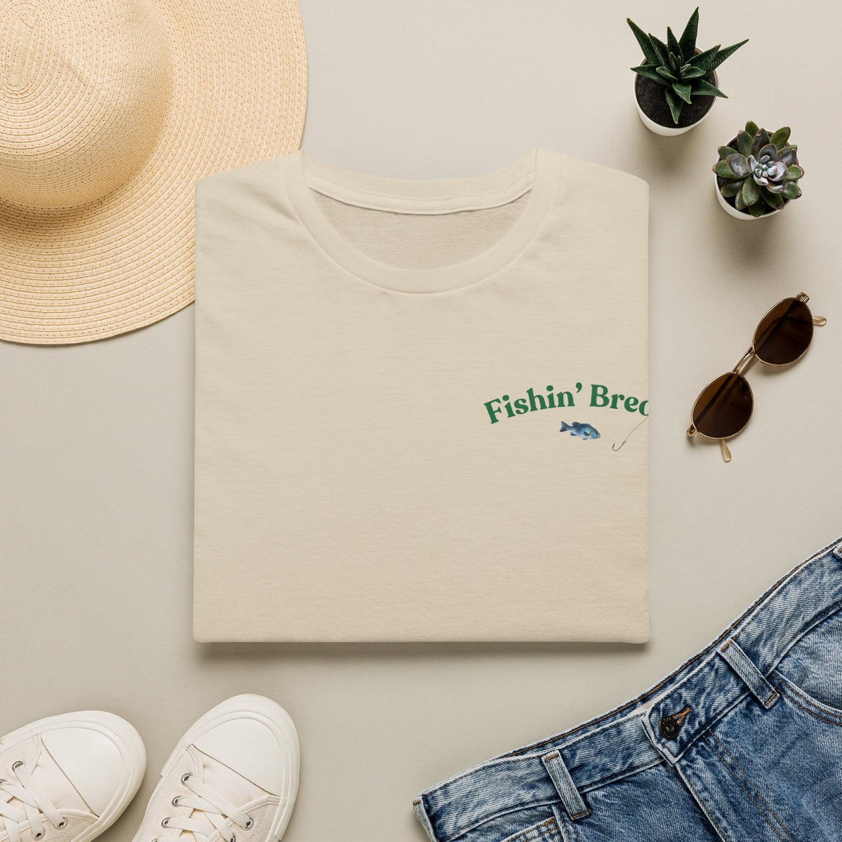Fishin' Breezy T-Shirt | Minimal Fishing Graphic, Pocket-Style Shirt