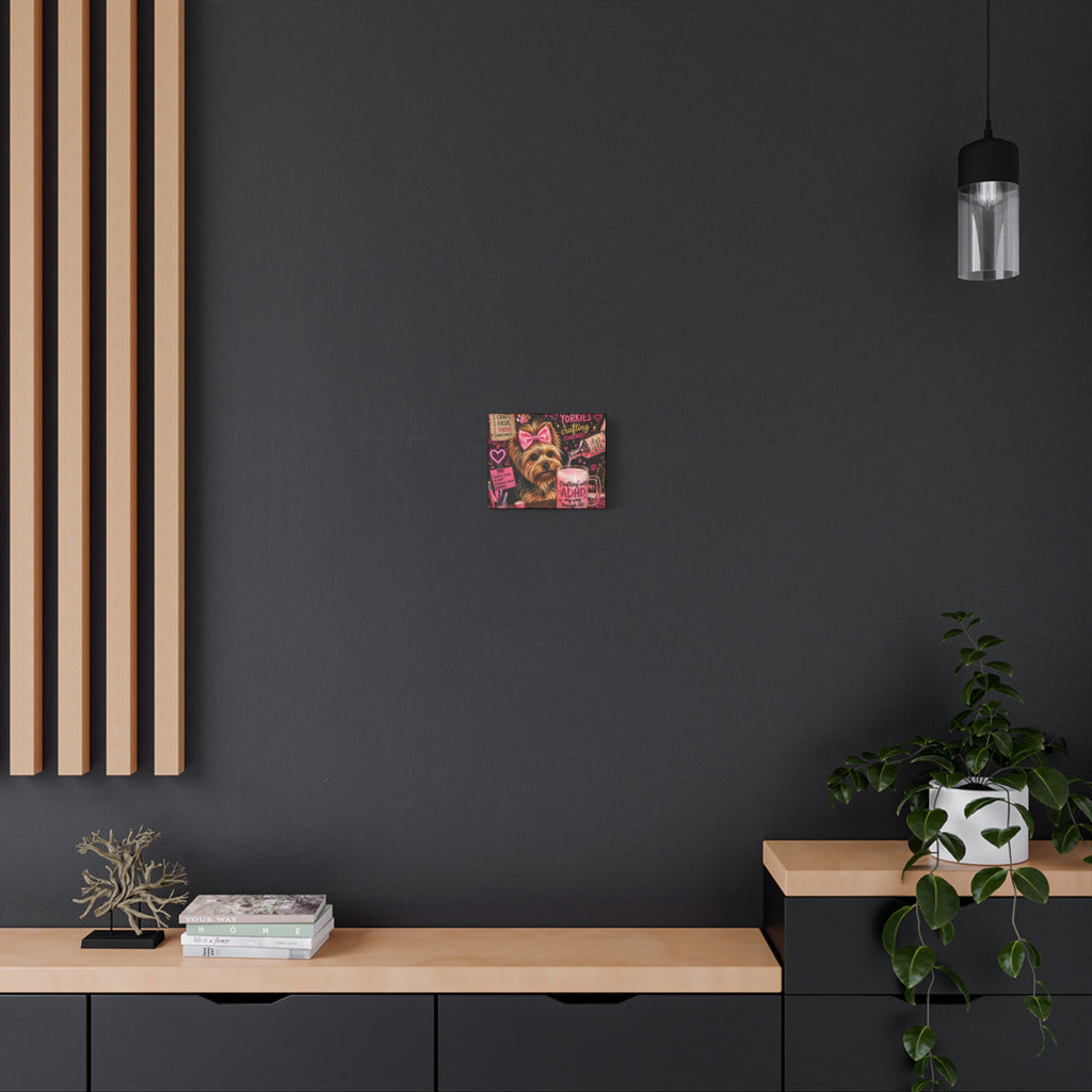 Yorkie Crafting Canvas Wall Art — "Crafting with ADHD" Matte Stretched Canvas